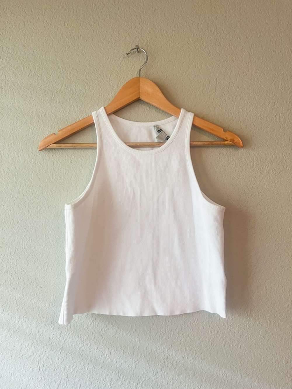 All Saints White Ribbed Raw Edge Cotton Tank Size 10